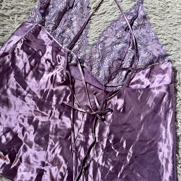 Purple Lace Satin Y2K Fairycore Coquette Delicate Romantic Lingerie Halter Top - Picture 4 of 5